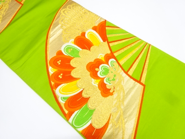 アンティーク　扇面に笠松模様織り出し袋帯（材料）